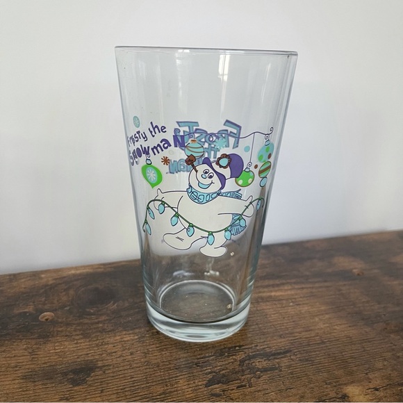 FROSTY THE SNOWMAN 4 Piece Glasses COLLECTOR'S SERIES THICK PINT GLASS SET 16oz - Picture 7 of 10